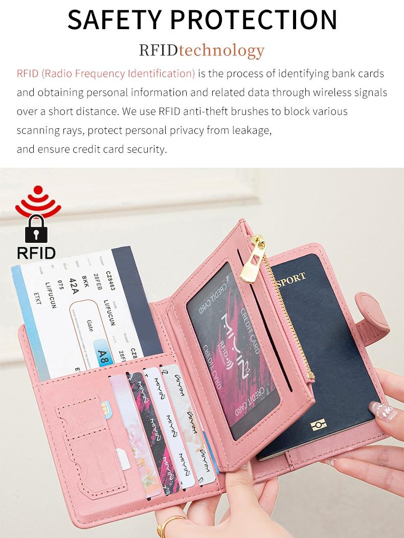 Creative Airplane Pattern Travel Passport Holder with Zipper bag RFID Blocking Passport Protective Bag Document Cover Minimalist Solid Color Business Trip Essential Passport  Wallet Lightweight Portable Travel Wallet Multi-Functional Card Holder Passport