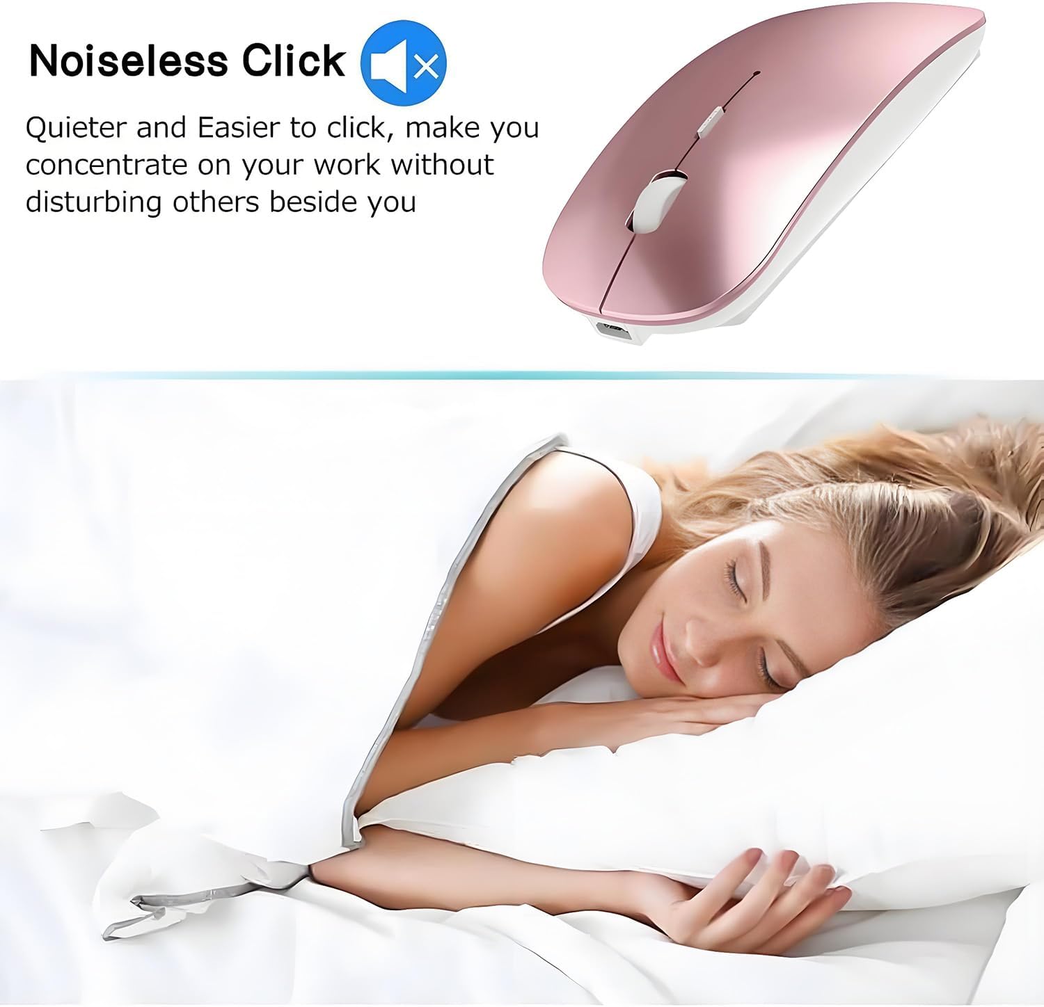 Wireless USB C Mouse for MacBook air MacBook pro,Bluetooth Wireless Mouse for Laptop/PC/Mac/iPad pro/Computer (Rose Gold)