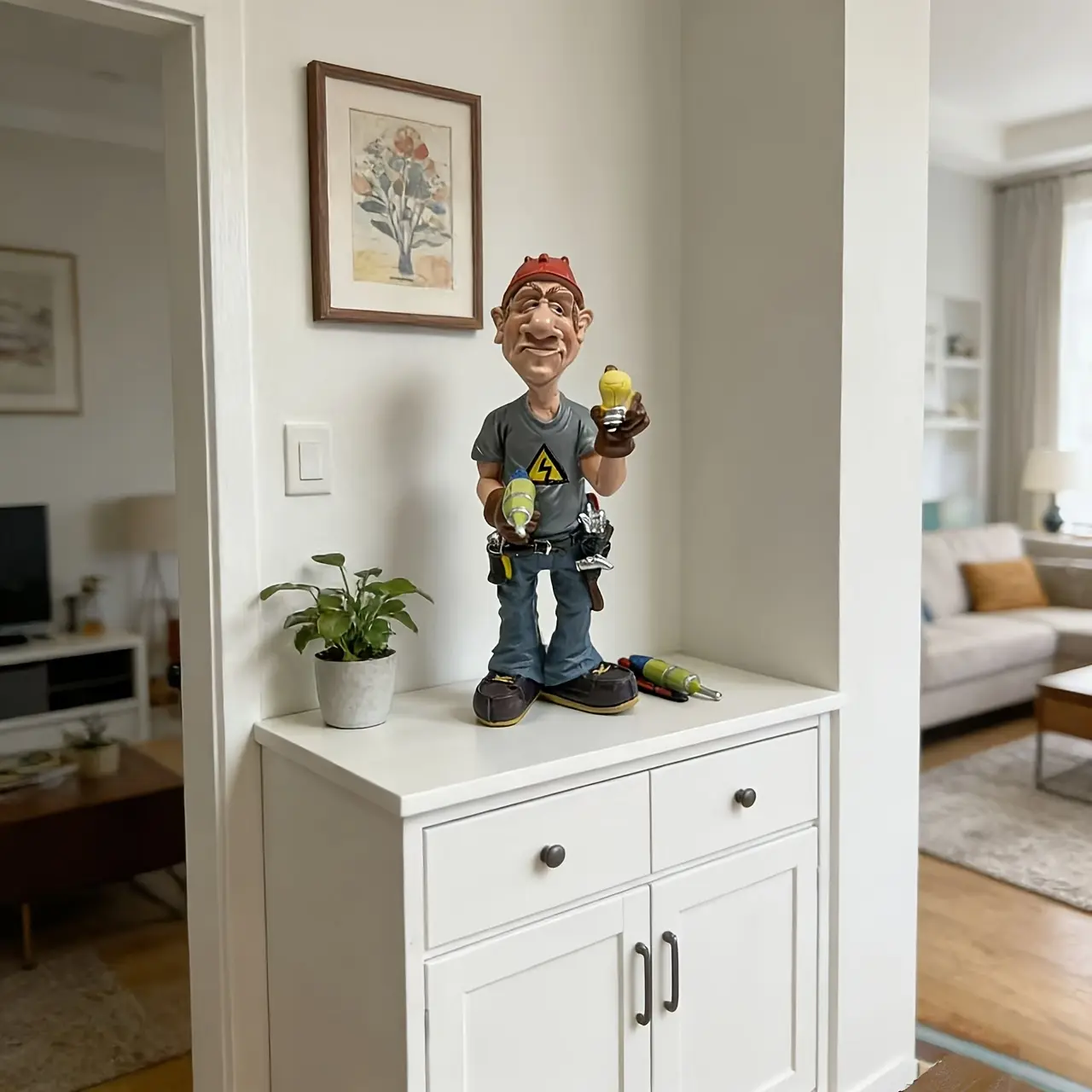 Unique Electrician Figurine - Home Decor Statue for Desk Decoration (Home, Office, Workshop) - Ideal Gift for Birthdays, Retirements