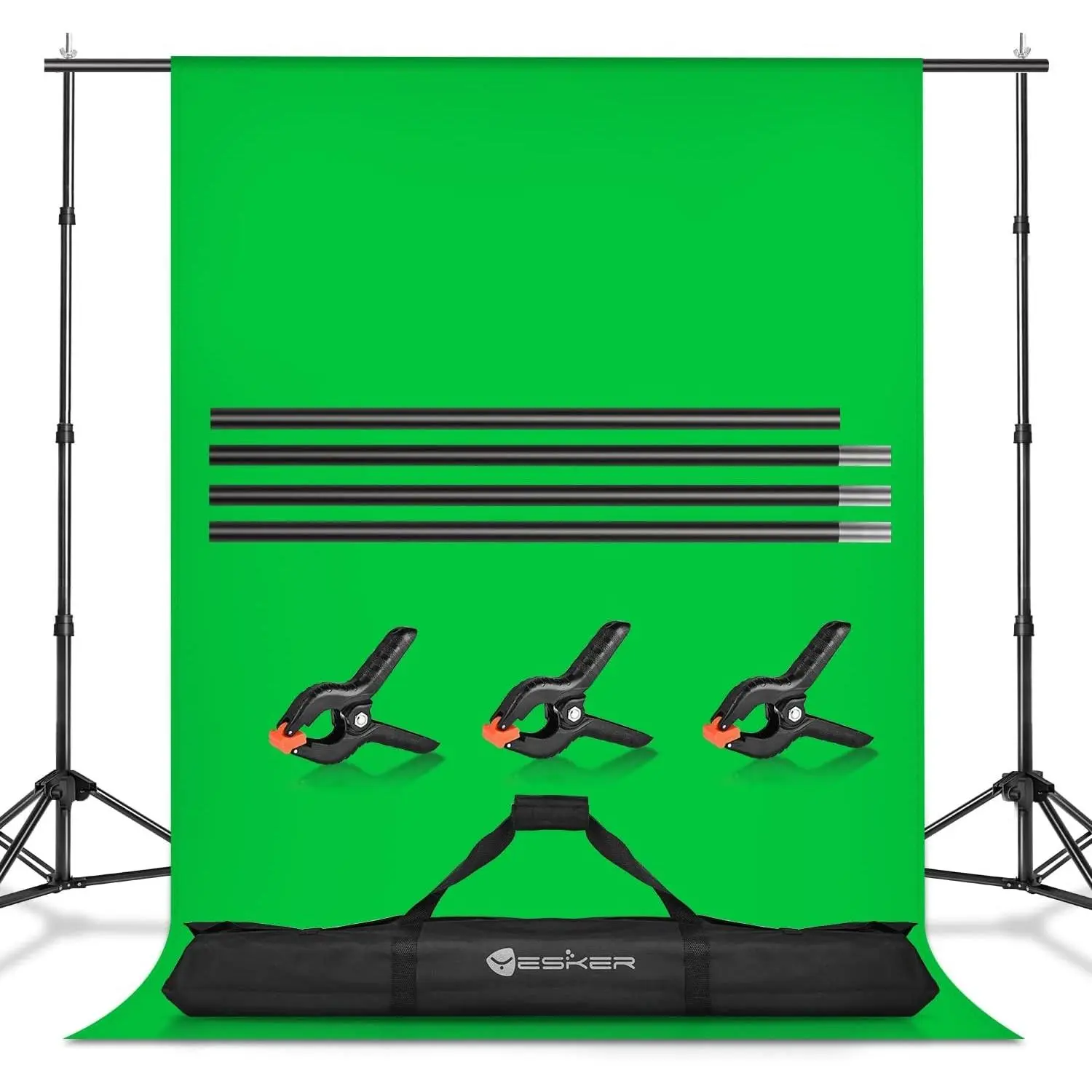 Nilight Portable Adjustable Alloy Green Screen Kit with 2 Backdrop Support Stands, 8.5x10ft Tripod System, 6x9ft Muslin Chromakey Cloth, 3 Clamps for Wedding, Children Digital Photo Video Studio Shooting, Fabric