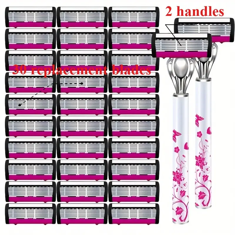 Huateng Series Men Women Shaving Razor, Smooth Pain-Free Leg Armpit Hair Trimmer, Hair Removal Stainless Steel Manual Depilator, Perfect Gift for Holidays