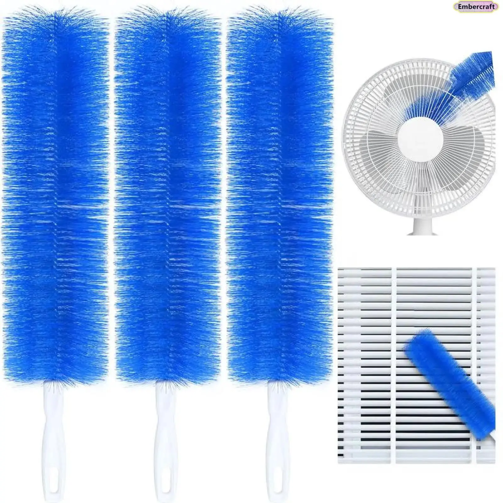 3 Pack Ceiling Fan Blade Cleaner Brush, Bendable Microfiber Duster for Dust Removal, Reusable Washable Fan Cleaning Tool, Flexible Dust Collector for High Ceiling Fans, Household Cleaning Supplies for Bedroom, Living Room, Kitchen and Office Plastic