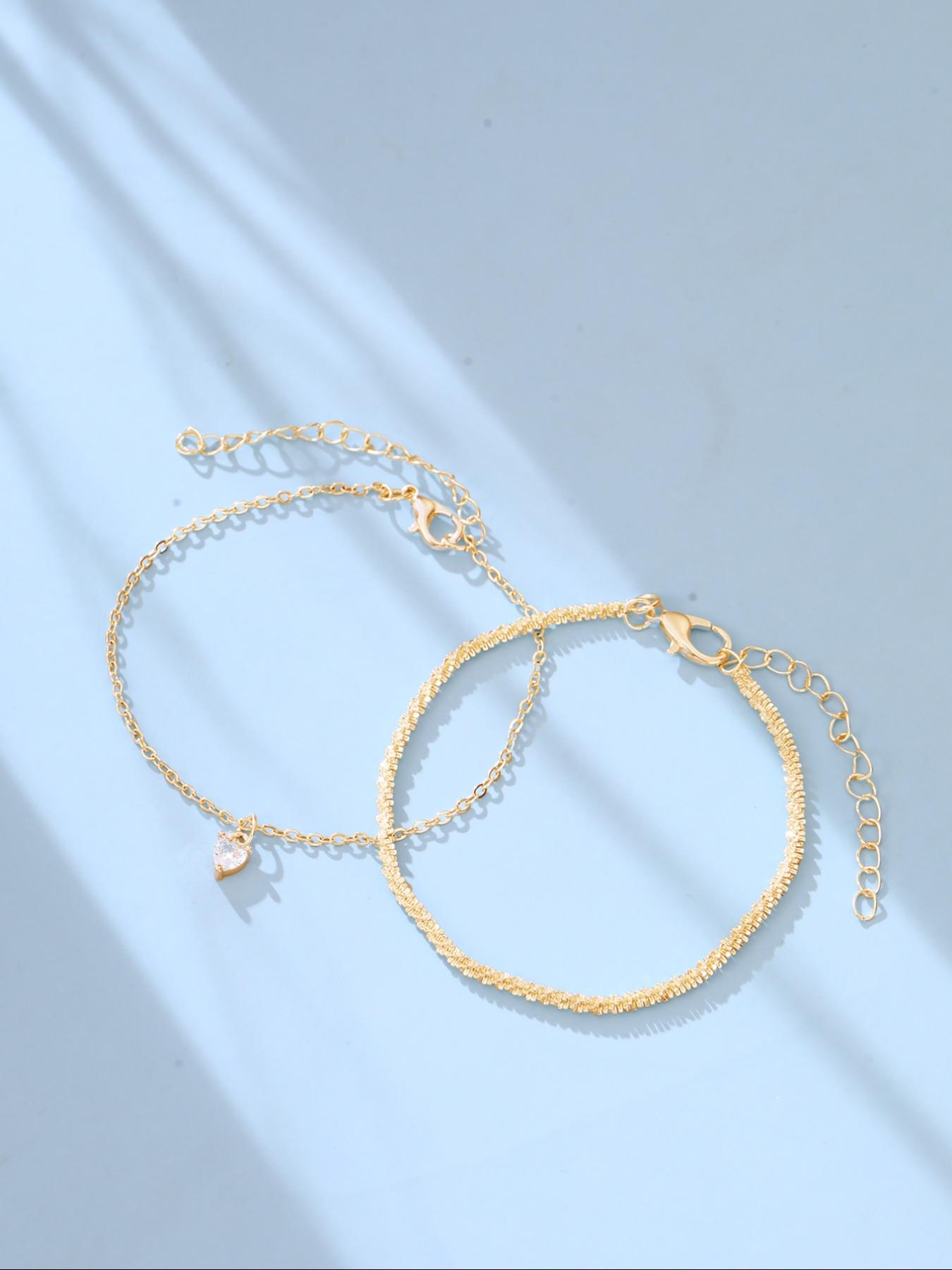 Women's Elegant Rhinestone Decorated Link Bracelet, Exquisite Trendy Bracelet, Fashionable Jewelry for Women As Gift, Rhinestone Bangle Bracelet