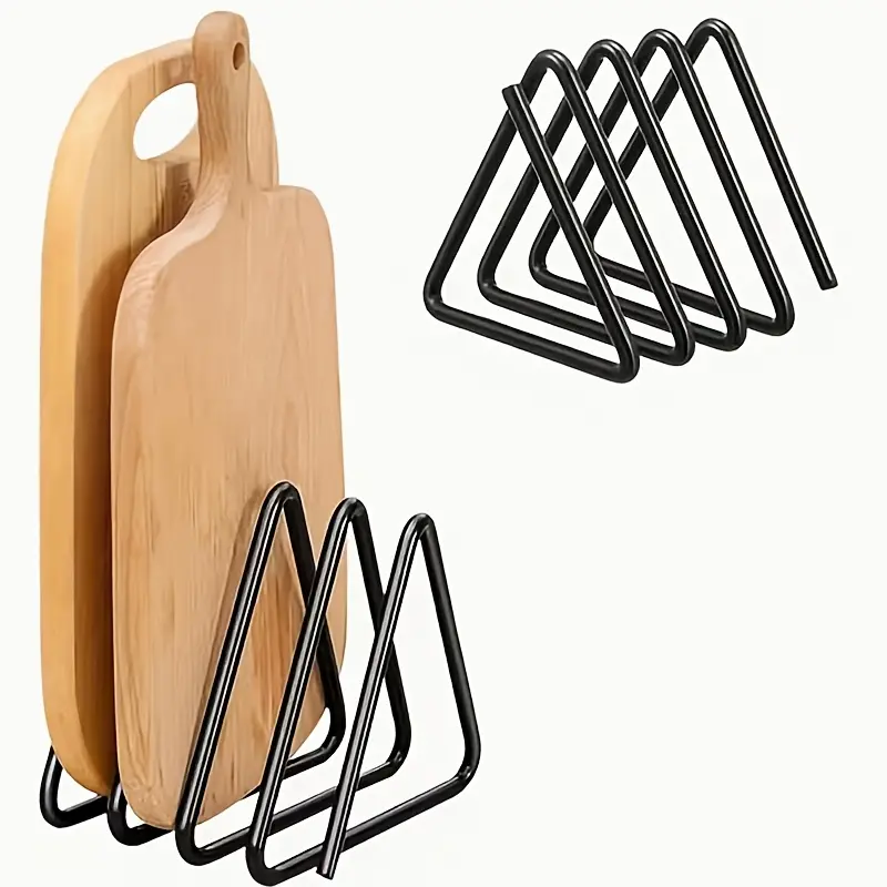 Cutting Board Holder - Triangular Cutting Board Stand with Space-Saving Cabinet/Countertop Rack, Pan Rack - Sturdy Kitchen Organizer, No Screws/Easy Installation, Kitchen Storage Container, Countertop Organizer, Kitchen Shelf