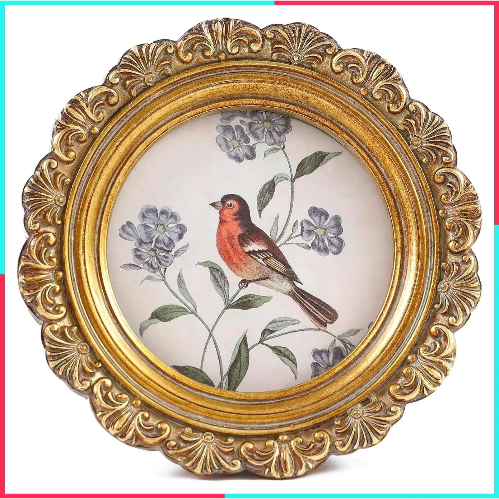 Vintage 3x3 Round Bronze Antique Picture Frames with Glass Front Handcrafted Rustic Home Decor for Wall Mount and Tabletop Gallery Wall Art
