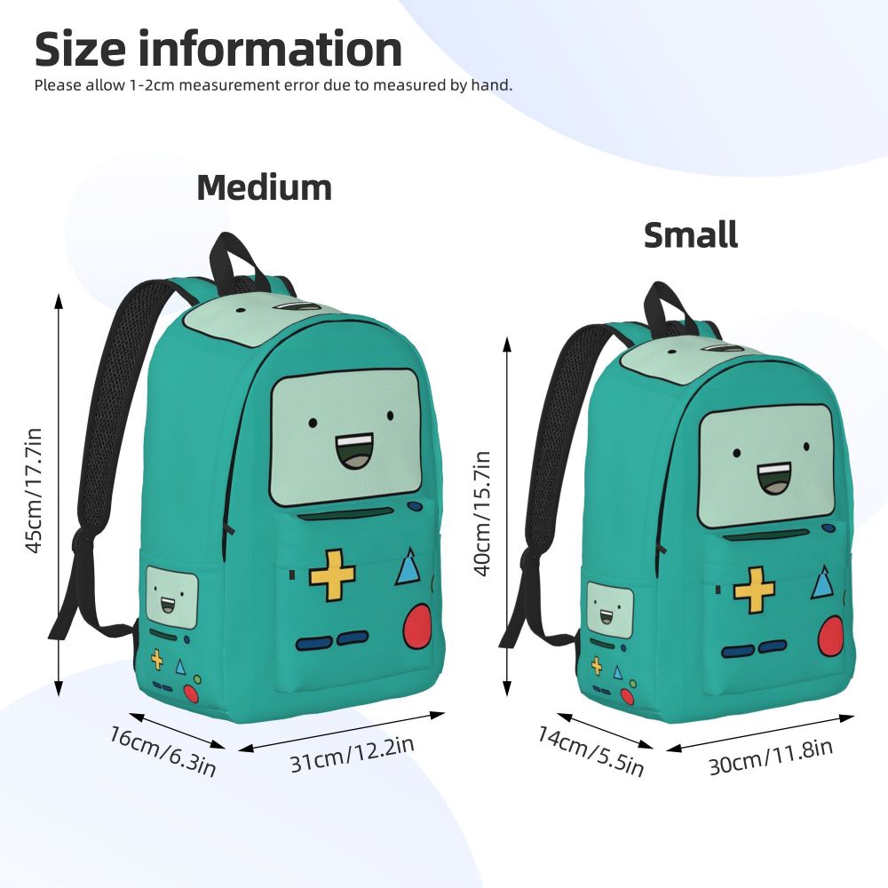 BMO Adventures Time Cartoon Casual Backpack Lightweight Student Work Daypack for Men Women Laptop Canvas Bags