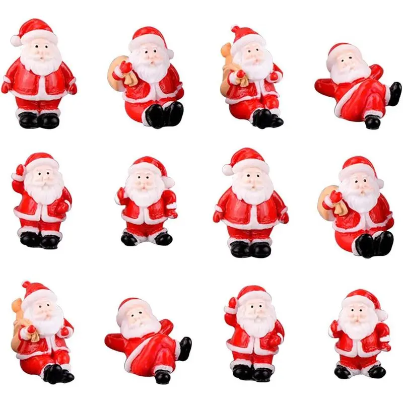 Mini Resin Figurines, Handmade Mini Santa Claus Table Ornaments, Decorations for Home, Yard & Christmas Tree, Christmas Gift Toys for Kids