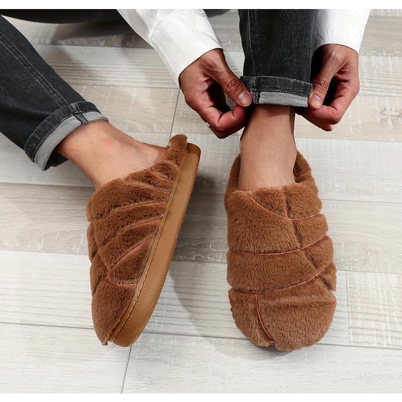 (New)Cozy Faux Rabbit Fur Slippers with Embroidered Mexican Concha Design, Plush Indoor Comfort Shoes for All Seasons