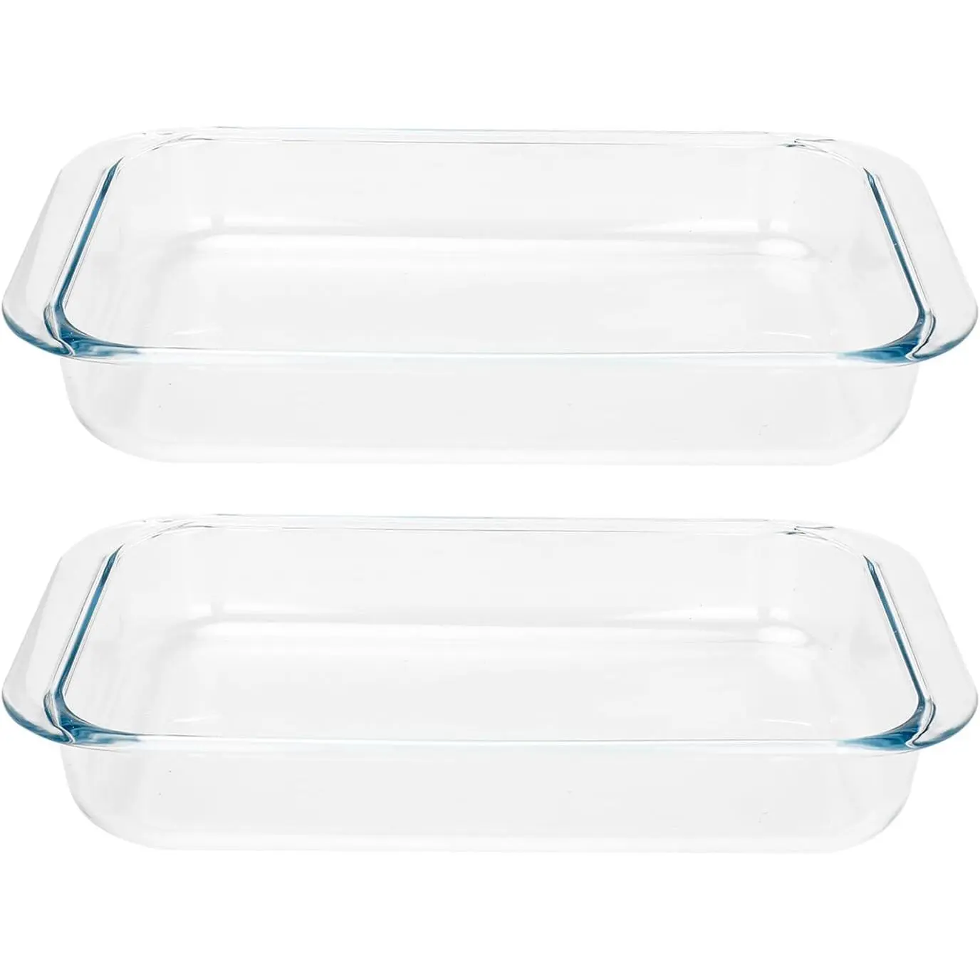 2 Pack 1-Quart Tempered Glass Oblong Baking Dishes, Personal Sized Bakeware and Cookware