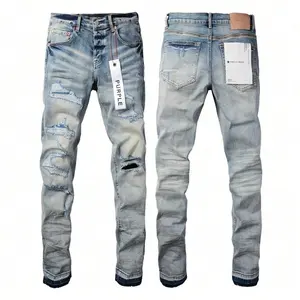 Men Purple Jeans 2026 New Arrival European American Style Street Fashion Slim Fit Flared Denim Pants For Youth