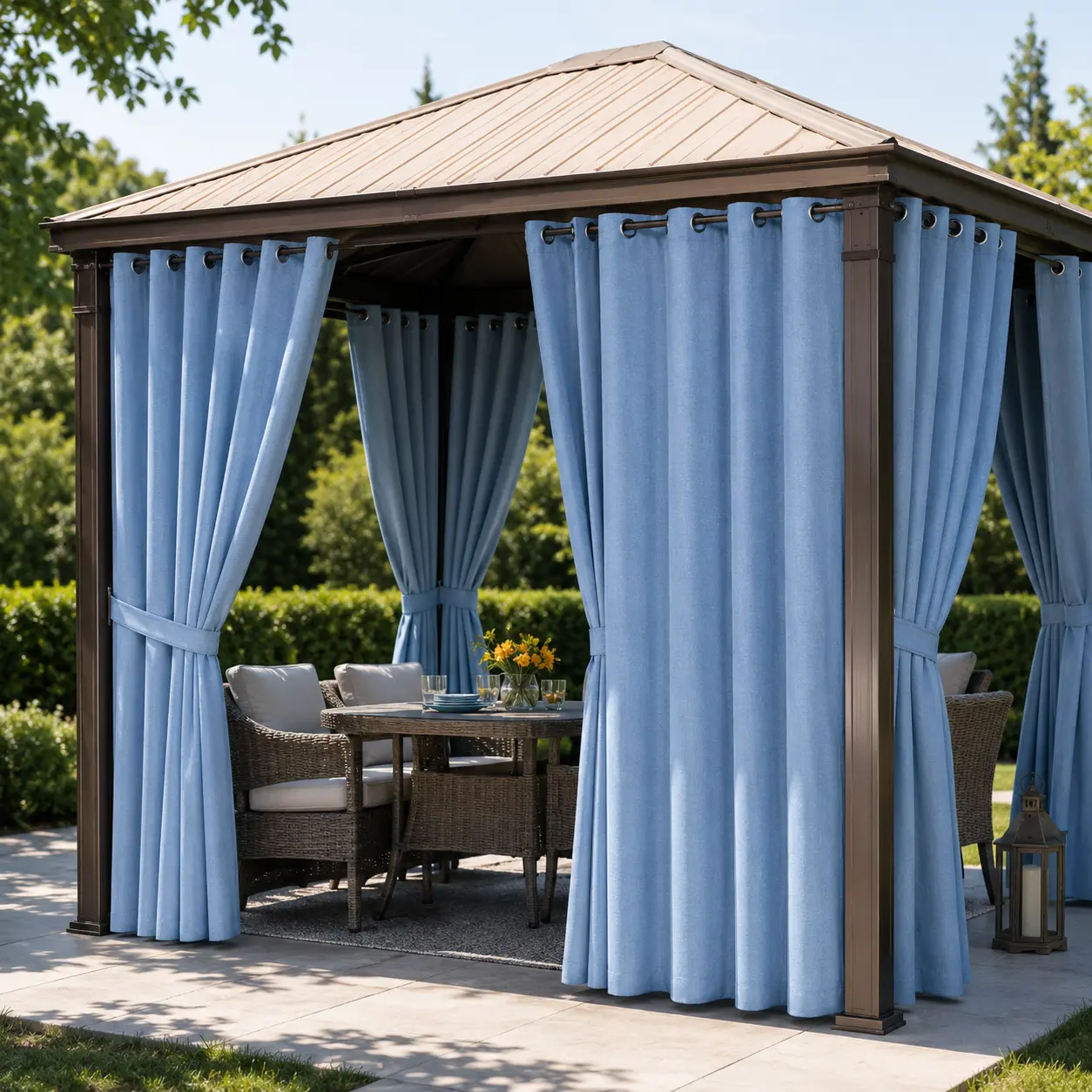 Modern Outdoor Curtain Single Panel - Polyester Sun Shade Drapes, Elegant Solid-Color Soft Furnishings for Patio, Outdoor Areas, Gazebo and Living Room Decor
