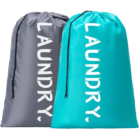 2 Pack XL Travel Laundry Bag, Machine Washable Dirty Clothes Organizer with Drawstring