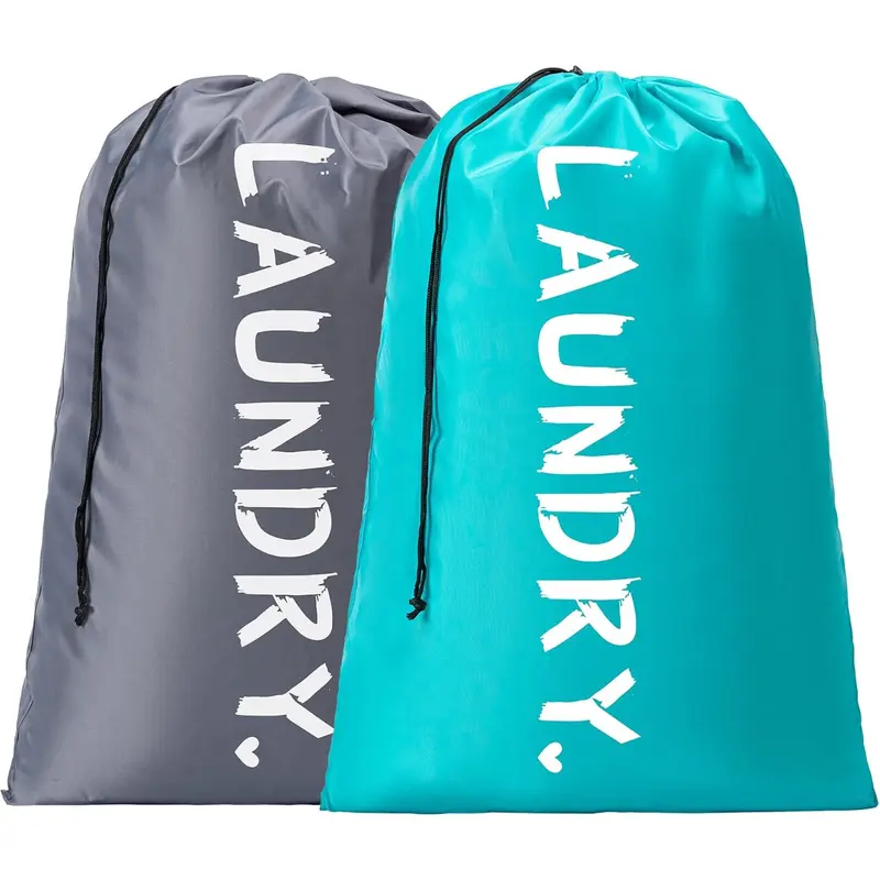 2 Pack XL Travel Laundry Bag, Machine Washable Dirty Clothes Organizer with Drawstring
