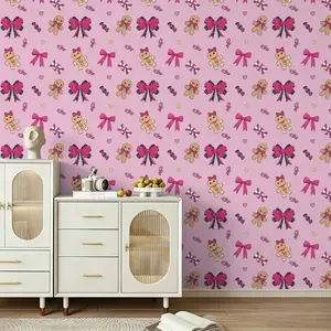 Seamless Wall Stickers, Gingerbread Man & Bow Design, Self-Adhesive PVC, High-Quality Non-Fading, Home Decor, Kitchen, Bar Renovation