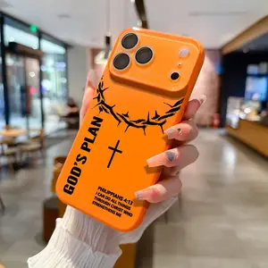 Christianity God's Plan Philippians 4:13 Bible Cross Solid Color Smartphone Case - Ultra Skin-Friendly Touch, All-Inclusive Lens, Heavy-Duty Cushion Bumper, Protective Cover for iPhone 12/13/14/15/16/17 Pro Max Air - Cellphone Handheld Devices Accessories
