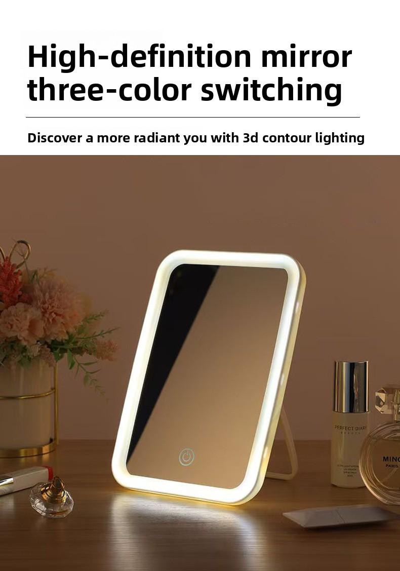 LED Makeup Mirror - Desktop Vanity Mirror with Lights, Foldable, Portable, and Travel-Friendly - Home Beauty and Fill-Light Mirror