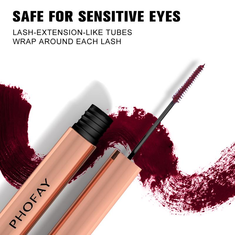 PHOFAY Colorful Mascara 4ml Waterproof Volumizing Lengthening Mascara for Extreme Volume and Color Intensity Super Positive Long Lasting Wear Foolproof Brush