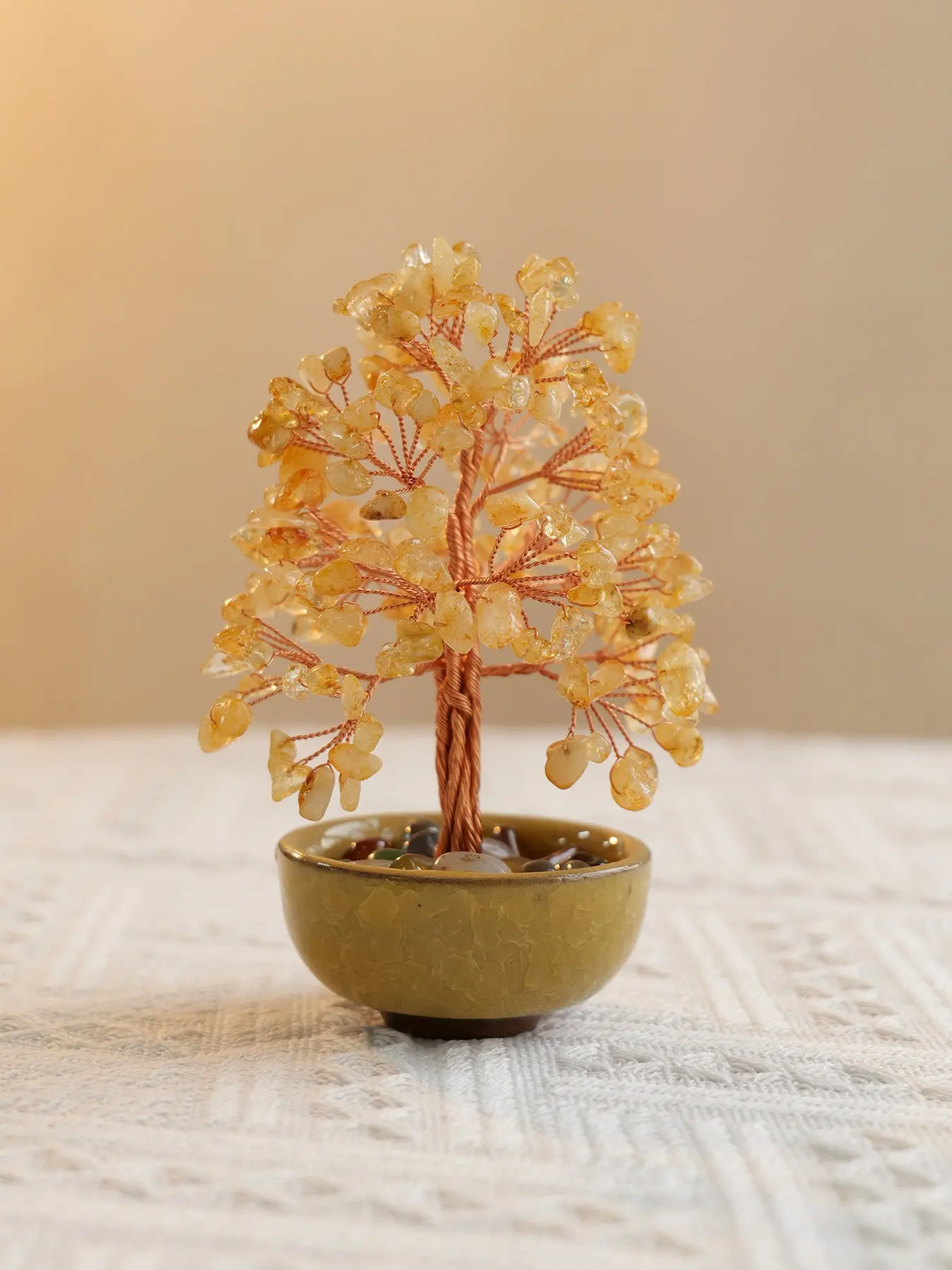 Natural Amethyst Amethyst Money Tree Handmade Ceramic Base, Wealth and Good Luck Crystal Tree Desktop Home Decor Gift