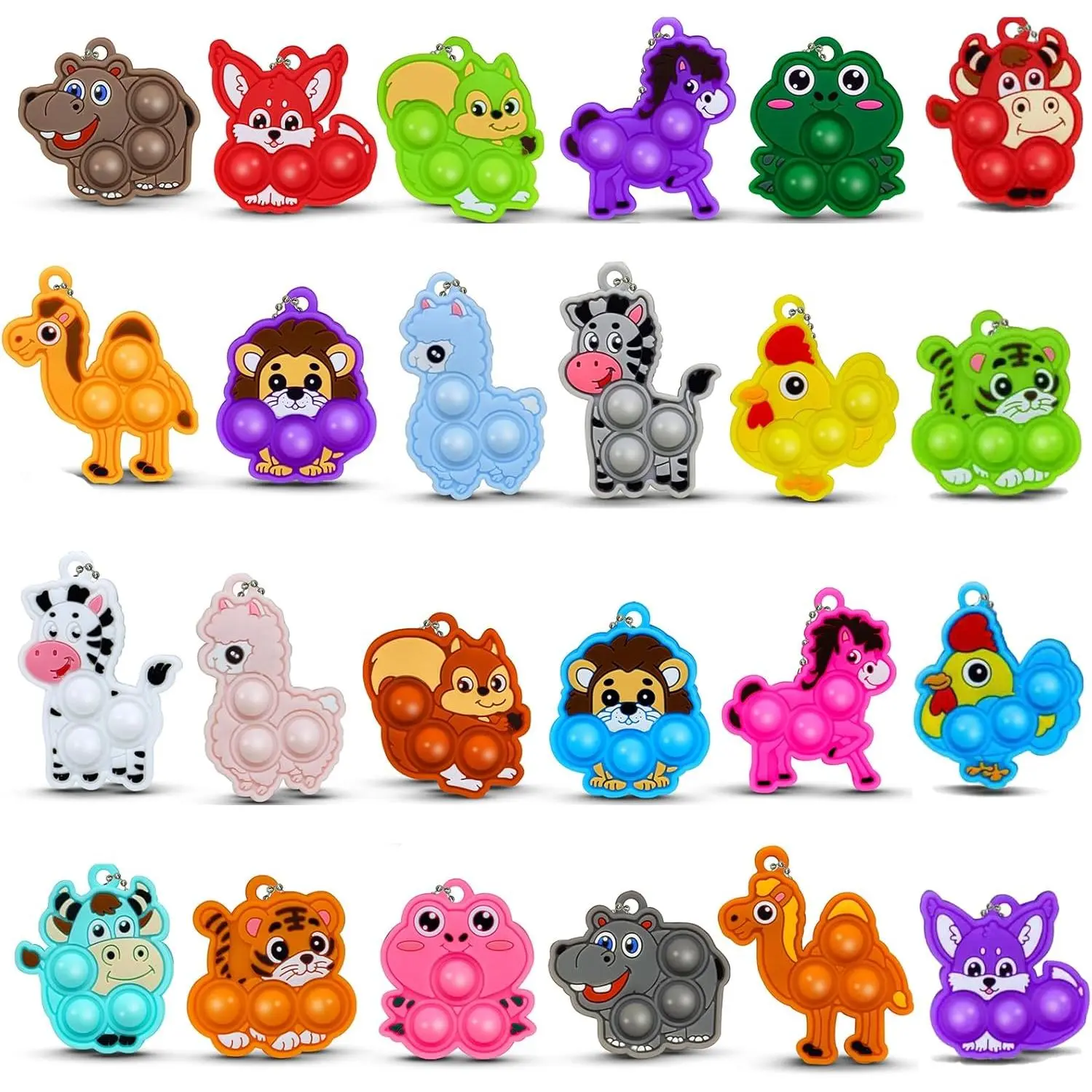 Animal Party Favors for Kids Fidget Toys Bulk Mini Pop Keychain,Stress Relief Sensory Toys,Goodie Bags Stuffer,Classroom Prizes,Birthday Gifts for Boys & Girls,24 Pcsfidget toys