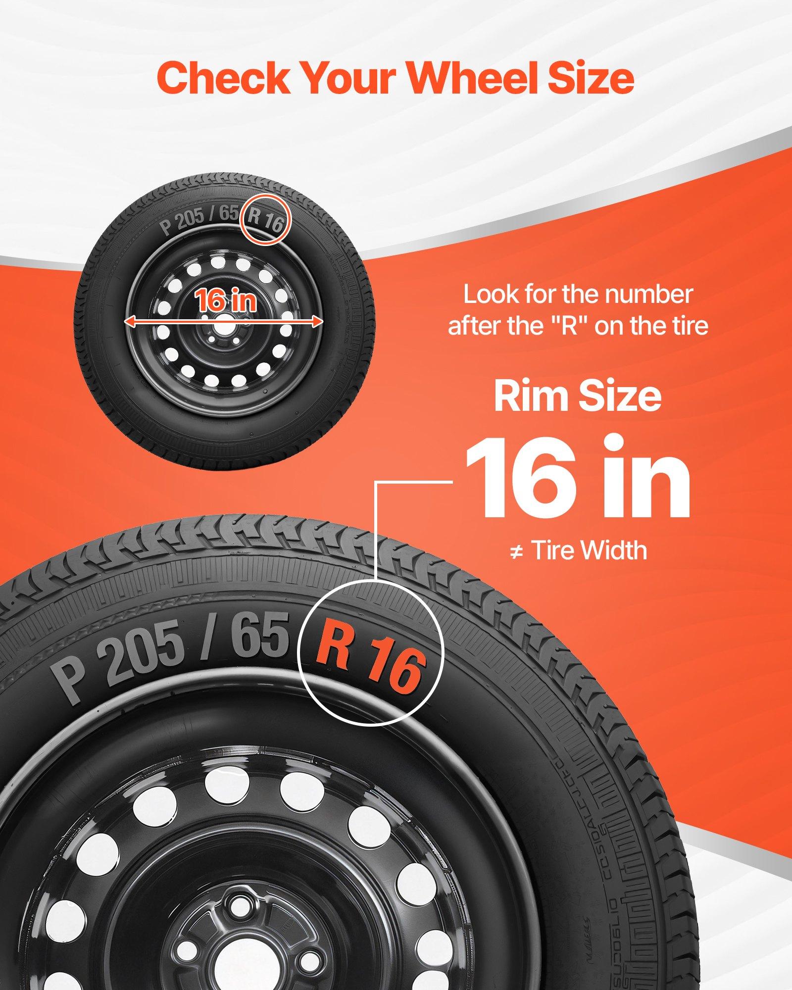 VEVOR Hubcaps Wheel Covers, 16 Inch Set of 4 Wheel Rim Cover Hubcaps OEM Replacement, R16 Size Snap On Car Hub Caps, Universal 10-Spoke ABS Tire Rim Caps for Hyundai Chevrolet Ford Honda, Silver/Blac