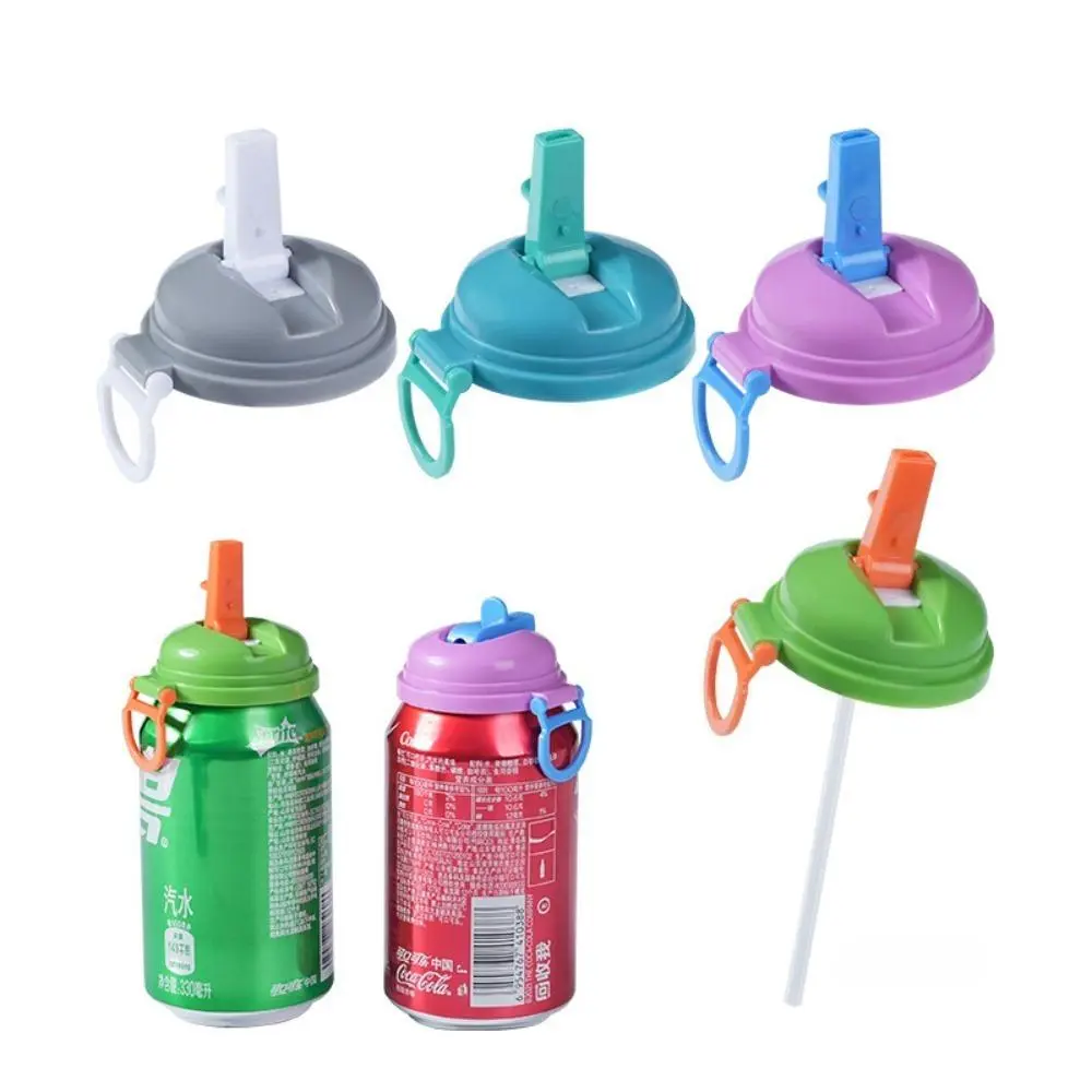 4pcs Reusable Plastic Drink Can Lids with Straw - Spill-Proof, Leak-Resistant Covers for Standard Beverage Cans, Ideal for Beach Use