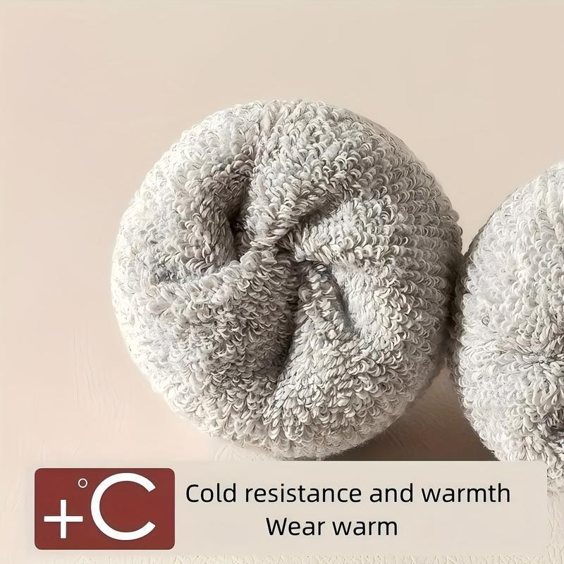 5 Pairs of Men's Warm Winter Socks, Soft Knitted Round Socks for Cold Weather, Polyester and Elastic Blend for Comfort