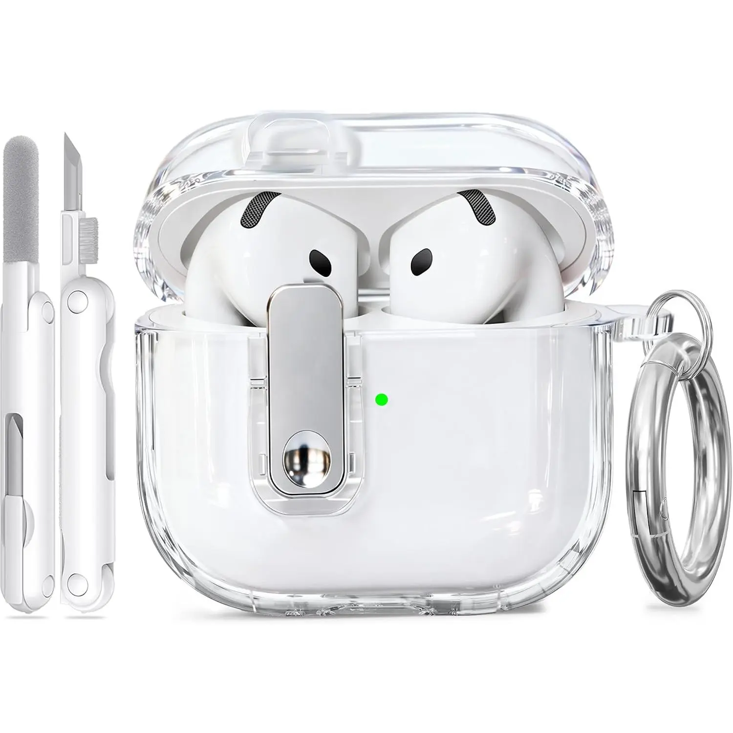 for AirPods 4 Case 2024 with Safety Lock, Clear White