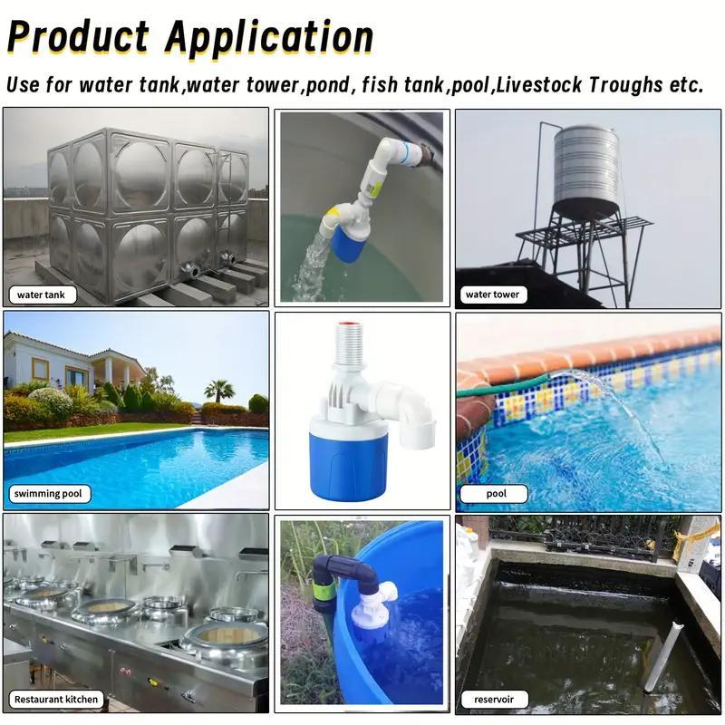 Automatic Water Level Control Float Valve, 1/2" Water Level Control Float Valve, Durable Nylon & Stainless Steel Valve for Pools, Tanks, Outdoor Projects, Fittings