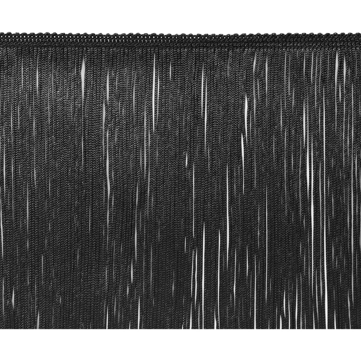 4" Chainette Fringe Trim, Polyester-Made Decorative Fringe Trim, For Costumes, Uniforms, Home Decor, and Party Decorations, Washable Fringes, 5-Yard Cut Black