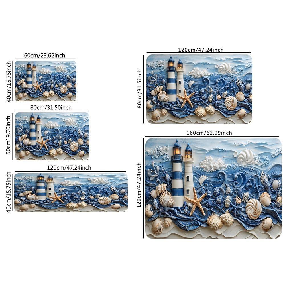 Coastal Lighthouse and Seashell Design Soft Comfortable for Living Room Bedroom Decorative Area Rugs Easy to Clean and Maintain Ideal for Home Decor Enhances Space Aesthetics Home Decor