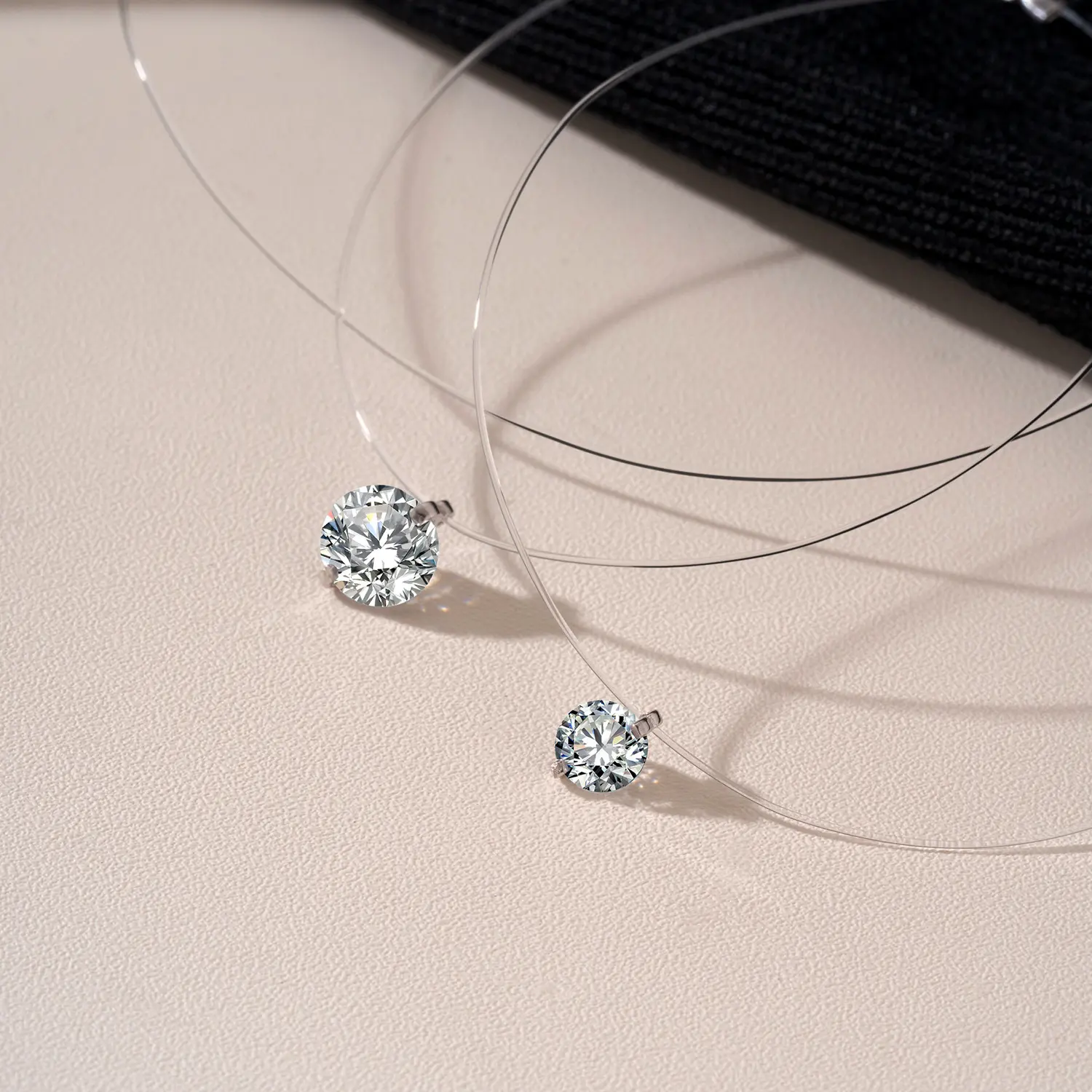 S925 Sterling Silver Solitaire Necklace for Women, Dainty 6mm Fish Teardrop Floating Moissanite Pendant on Invisible Chain, Casual Anti-Tarnish Jewelry for Anniversary or Date Night, Moissanite Necklaces