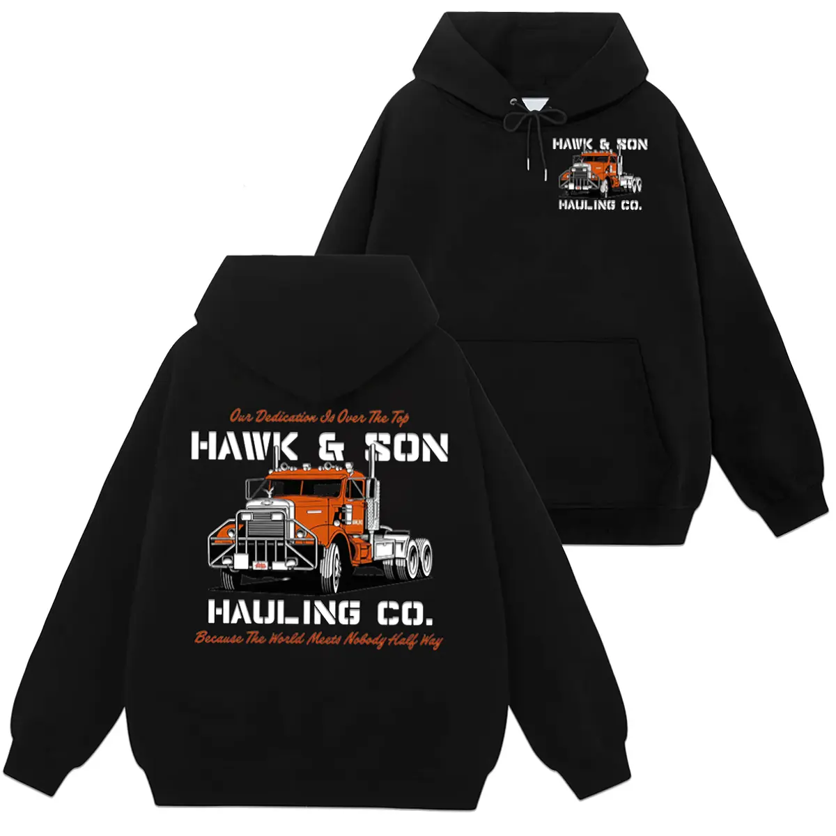 Over The Top Vintage Graphic Hoodie for Men, 80s Retro Movie Long Sleeve Sweatshirt, Loose Cotton-Poly T-Shirt, Gift for Trucker Fans, Menswear, 80S Uniform Style Men's Hoodies, Graphic Print, Pullover Hoodie