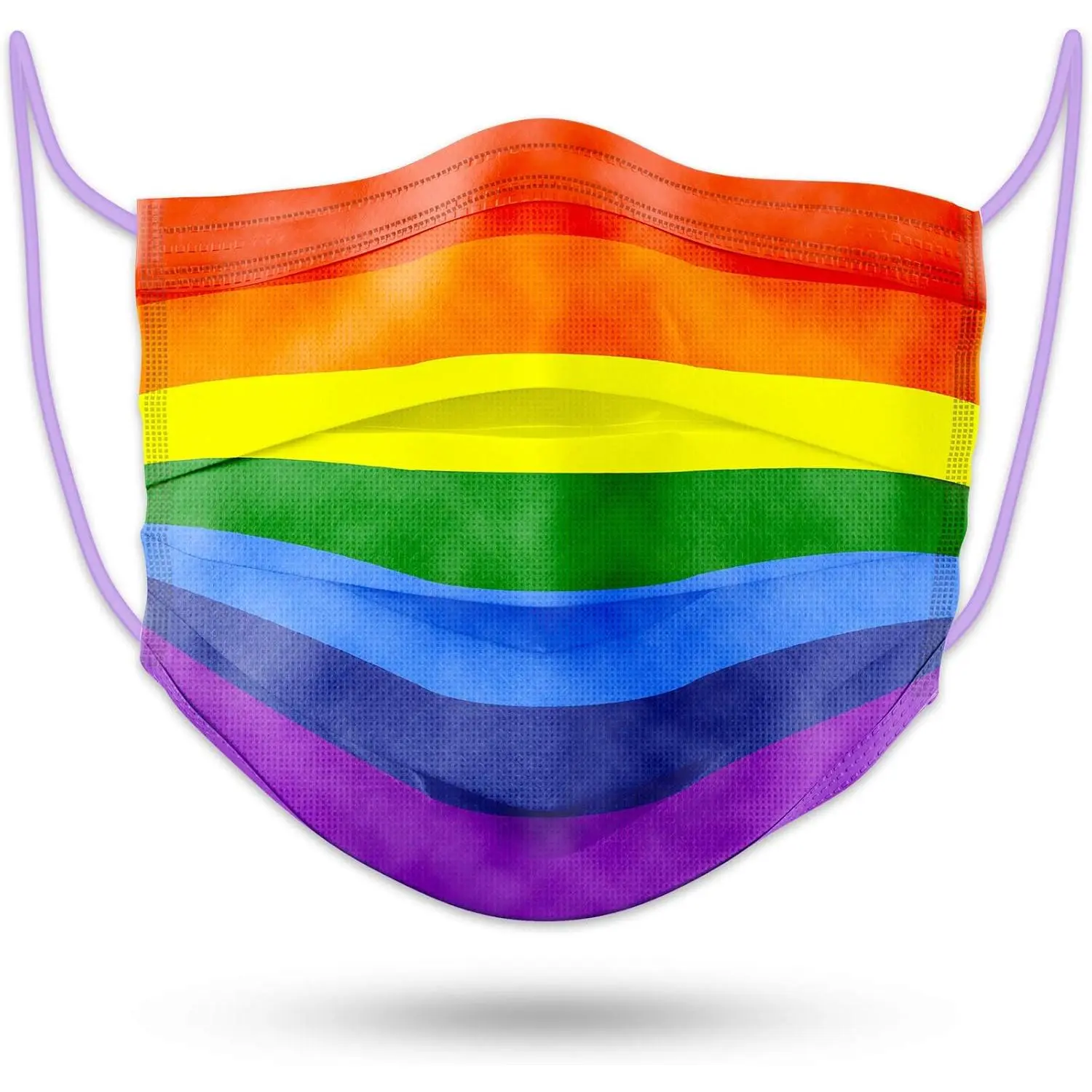 60PCS Face Masks Disposable Adult Unisex Rainbow Colors Individually Packaged Purple Elastic Ear Loops 3-Layer Light Soft