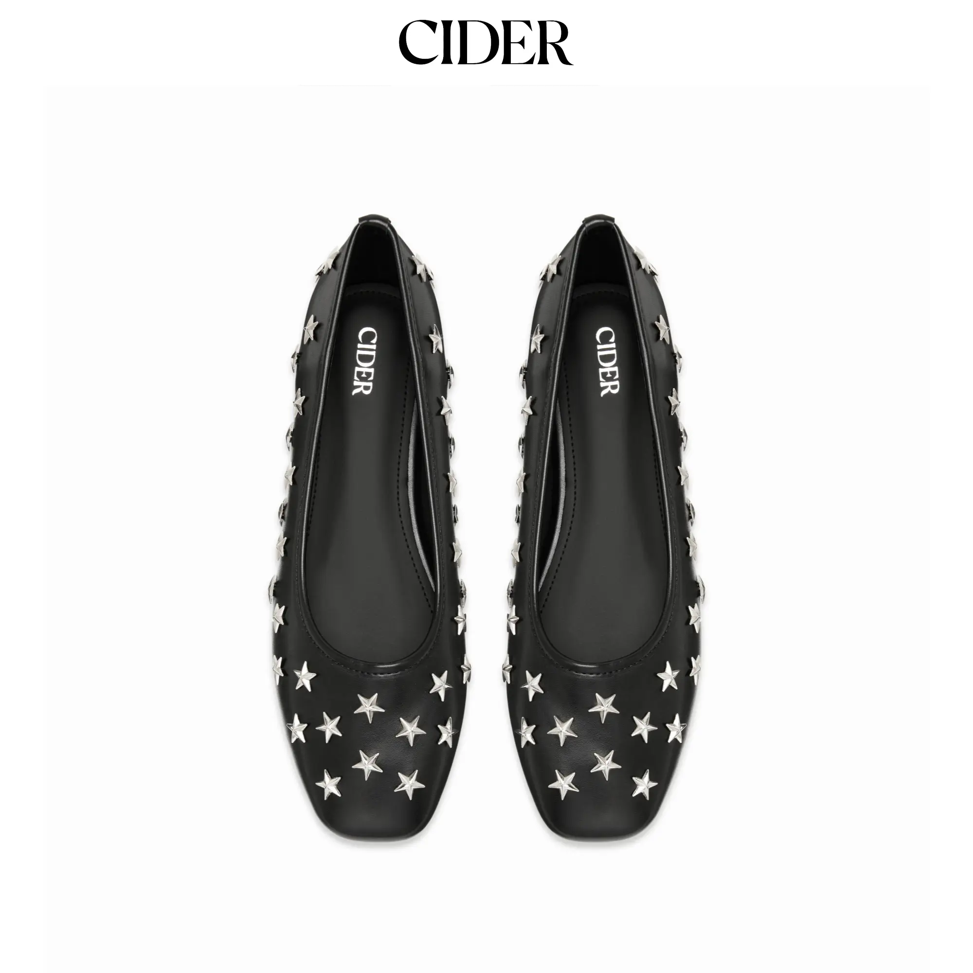 Cider SQUARE TOE STAR STUDDED FLATS