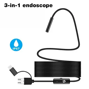 3 in 1 USB Endoscope for OTG Android Phone 7mm Borescope Inspection for PC MacBook Snake Camera For Pipeline
