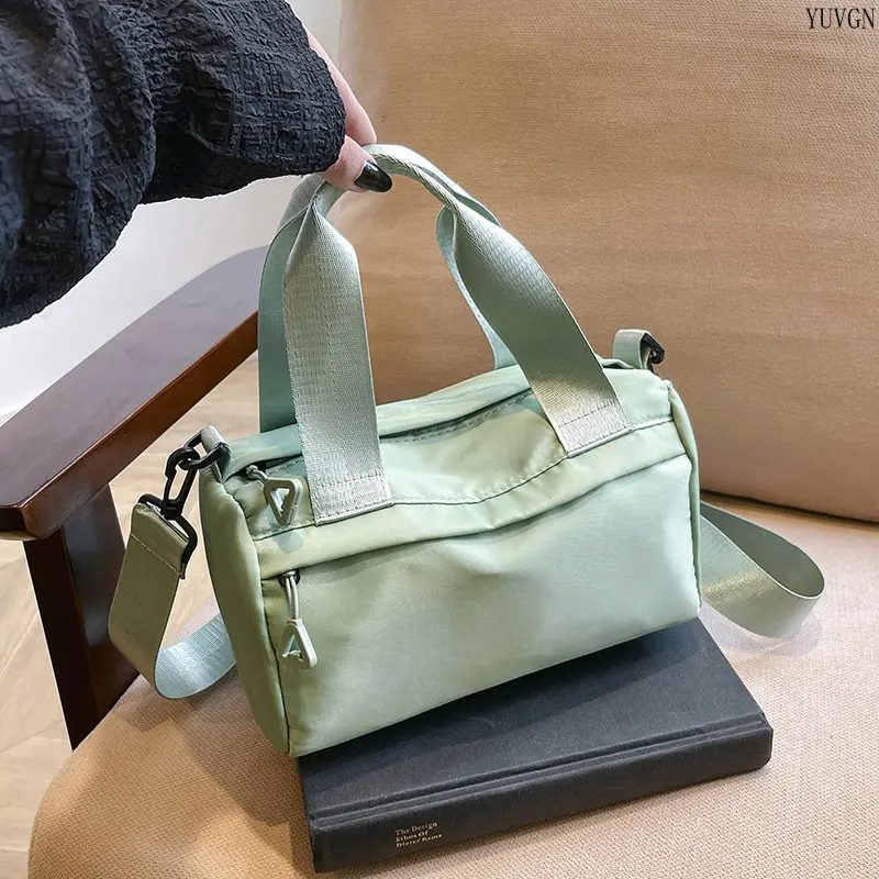 Sporty Nylon Mini Crossbody Bag for Women, Lightweight & Compact Boston Handbag with Double Handles for Travel & Gym, Sporty Chic, Athletic, Cute Shoulder Bags, Casual, Fashionable Bags