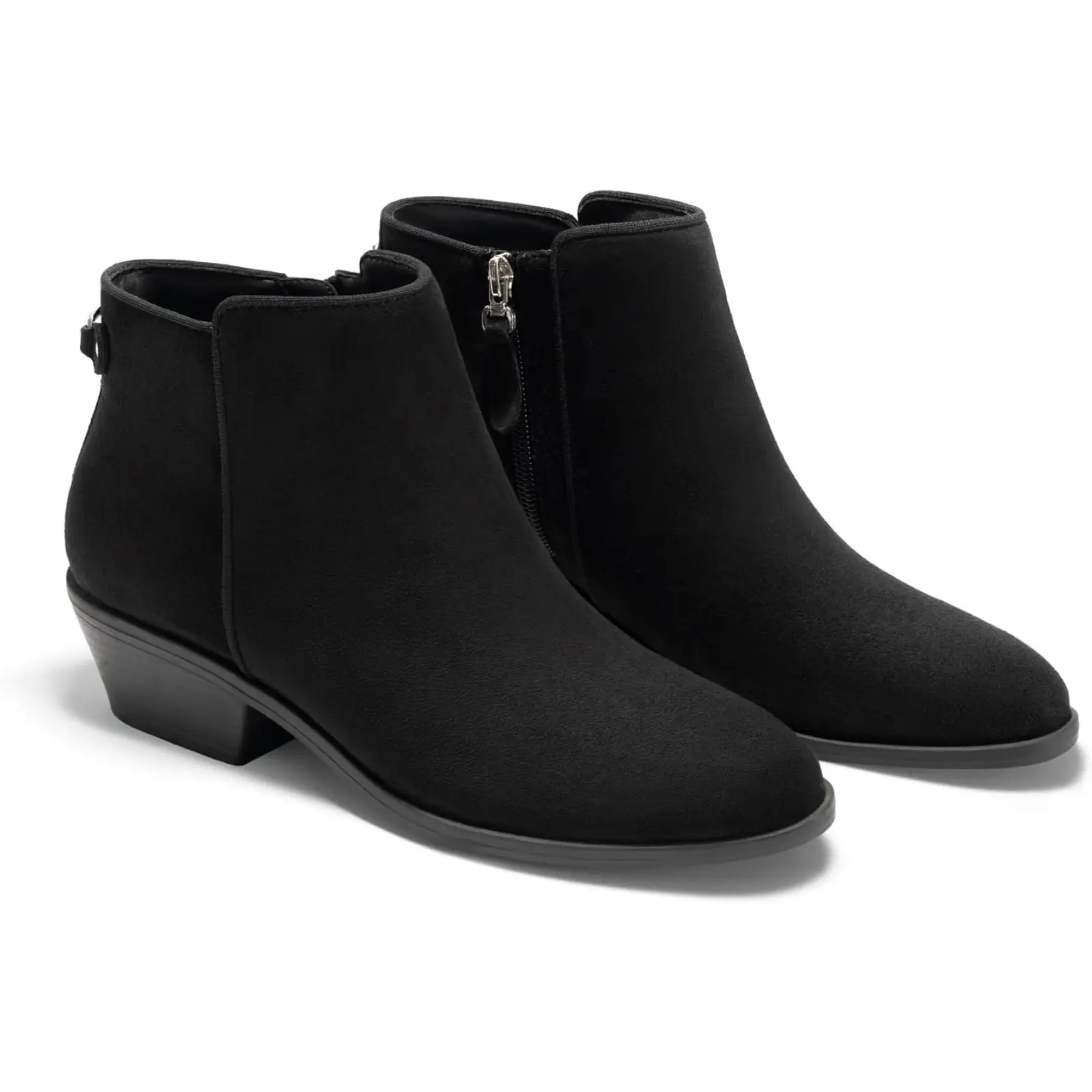Coutgo Women's Pointed Toe Ankle Boots, Minimalist Plain Booties with Chunky Low Heel, Side Zipper for Daily Wear, Rubber Sole, Breathable, Casual
