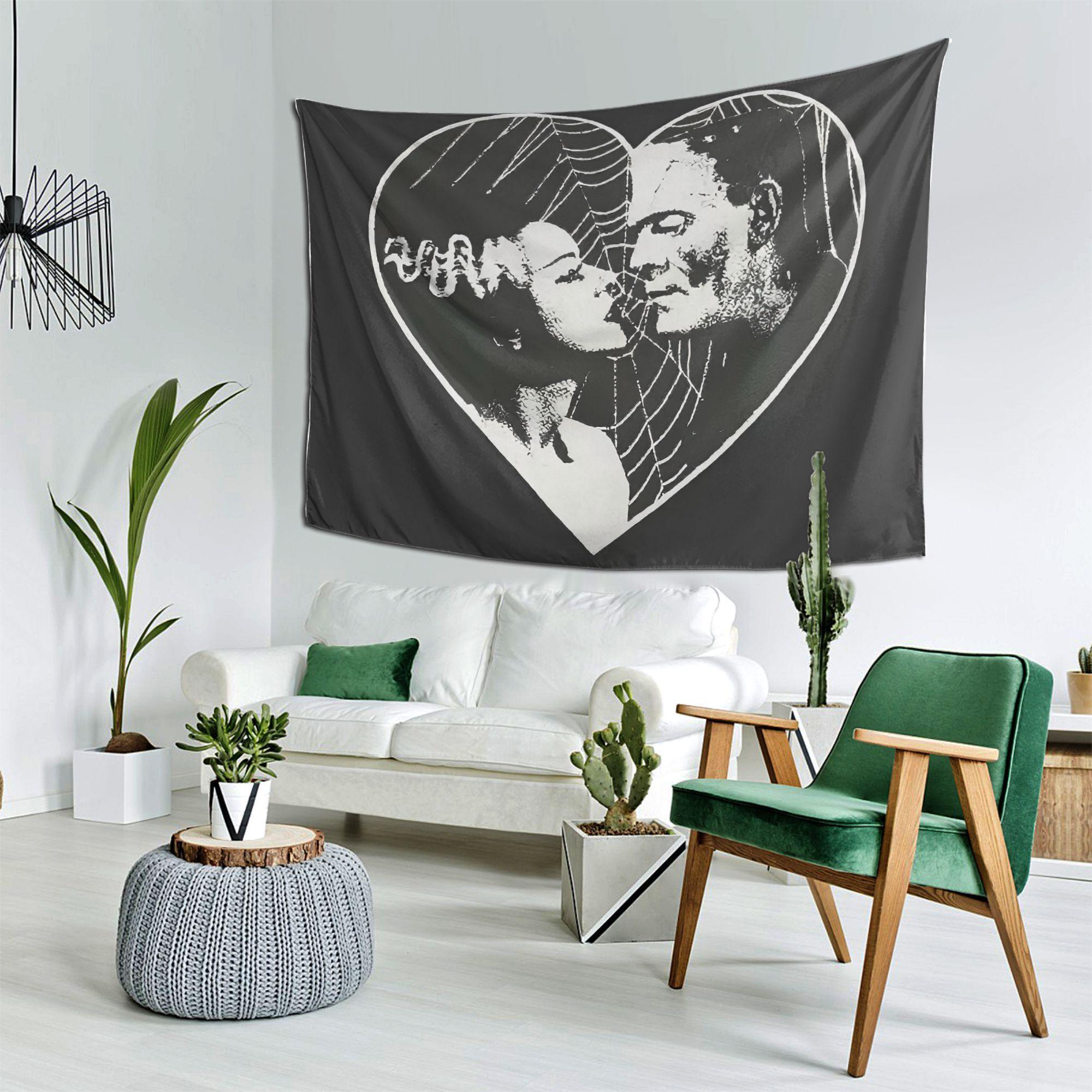 Frankenstein and the Bride Gothic Romantic Pattern tapestry, Interesting Lightweight Decoration wall hanging, dopamine Art tapestry Suitable for living room, bedroom, college dorm, trippy room decor creative gifts,bedroom decorative accessories