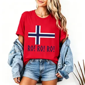 RO! RO! RO! Norway Flag Distressed Letter Graphic T-Shirt | Norwegian Pride Casual Oversized Tee