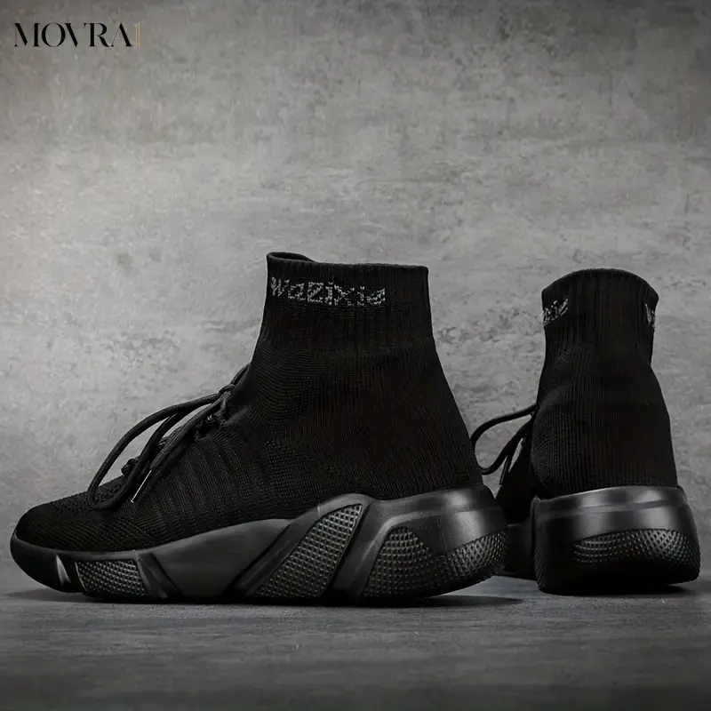 MOVRA1 Men's High-Top Casual Trainers, Lace-Up Fit, Odor-Resistant, Lightweight, Breathable Fabric+EVA Sole Sneakers