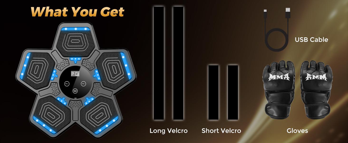 2026 Music Boxing Machine for Adults and Kids, Smart Bluetooth Boxing Training Equipment with Gloves Wall Mounted, Workout Punching Machine for Home,Office and Gym