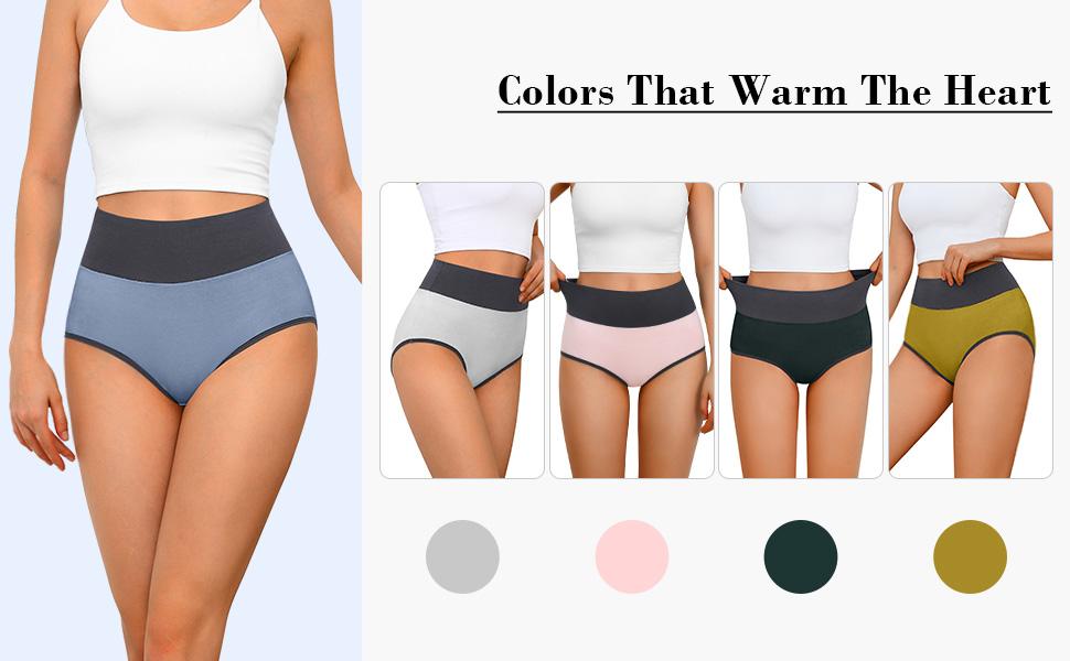 Womens Cotton Underwear High Waisted Panties Full Coverage Soft Stretch Breathable Ladies Briefs 5 Pac