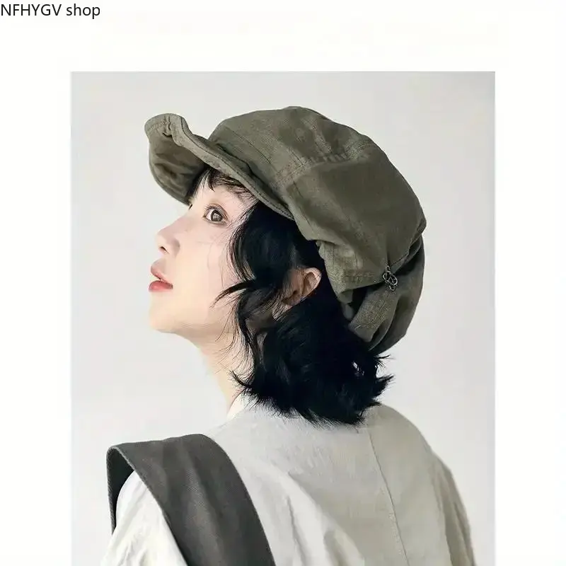 Face Slimming Octagonal Painter Cap, Vintage Japanese Artist Beret, Outdoor Sports Breathable Beret Hat For Young Creators