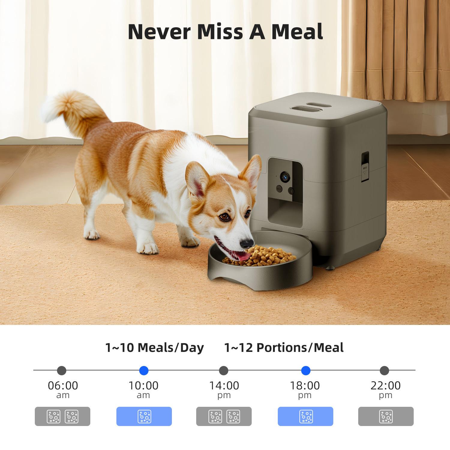 Pet Smart Feeder Automatic Timed and Quantified WiFi Remote Feeding for Dogs and Cats with Video Recording