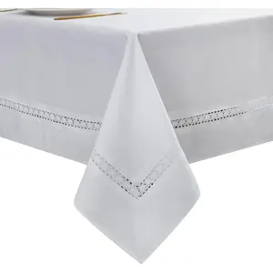 Heavy Duty Fabric Tablecloth with White Lace-Waterproof/Wrinkle Free/Stain Resistant/Oil Proof-for Dining,Indoor&Outdoor,Wedding,Holiday,White,Rectangle 60x120Inch