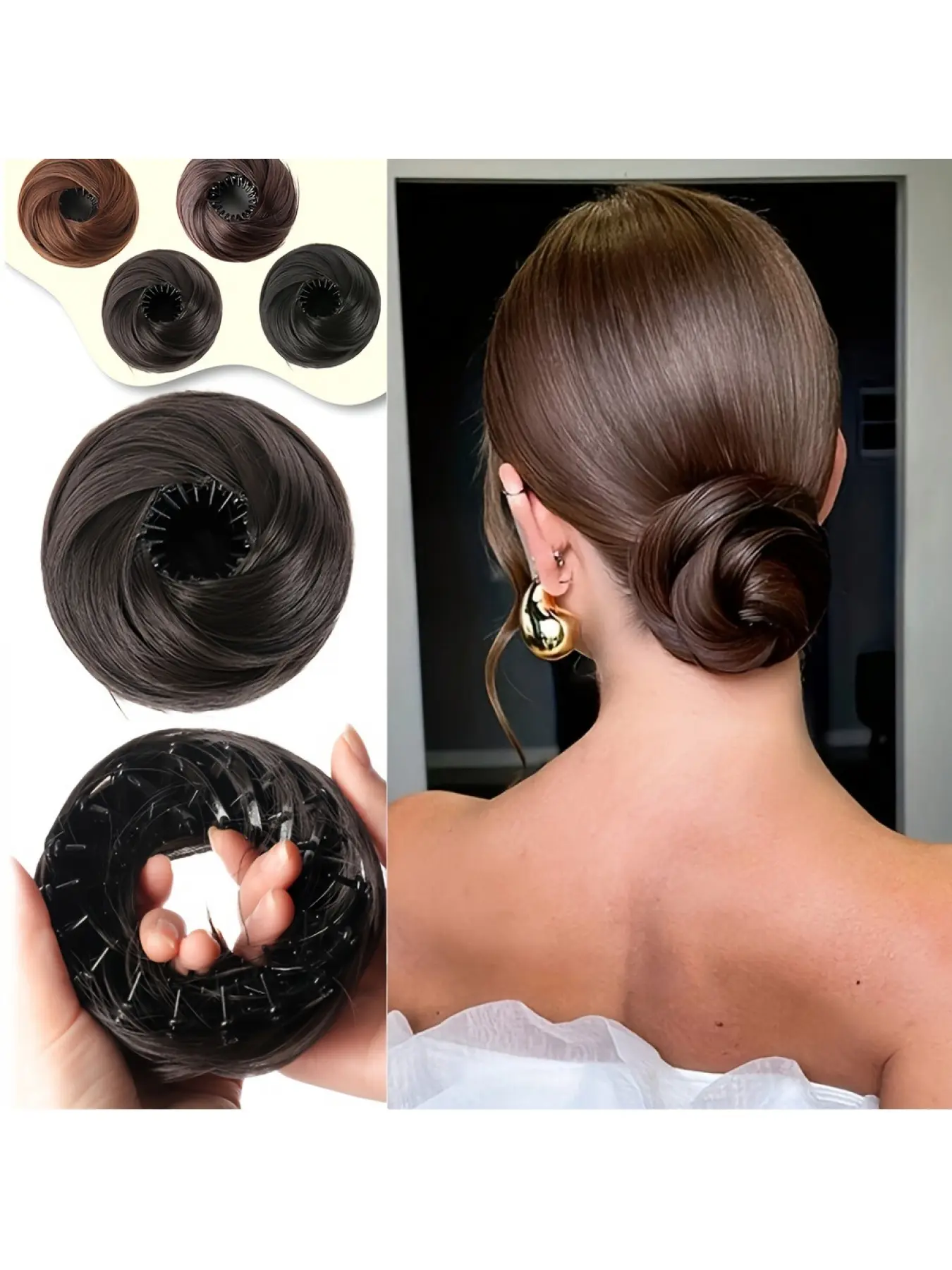 Messy Bird Nest Hair Bun Scrunchie, Soft Synthetic Hair Donut Bun Hairpiece, Fluffy Volume Updo Chignon for Women