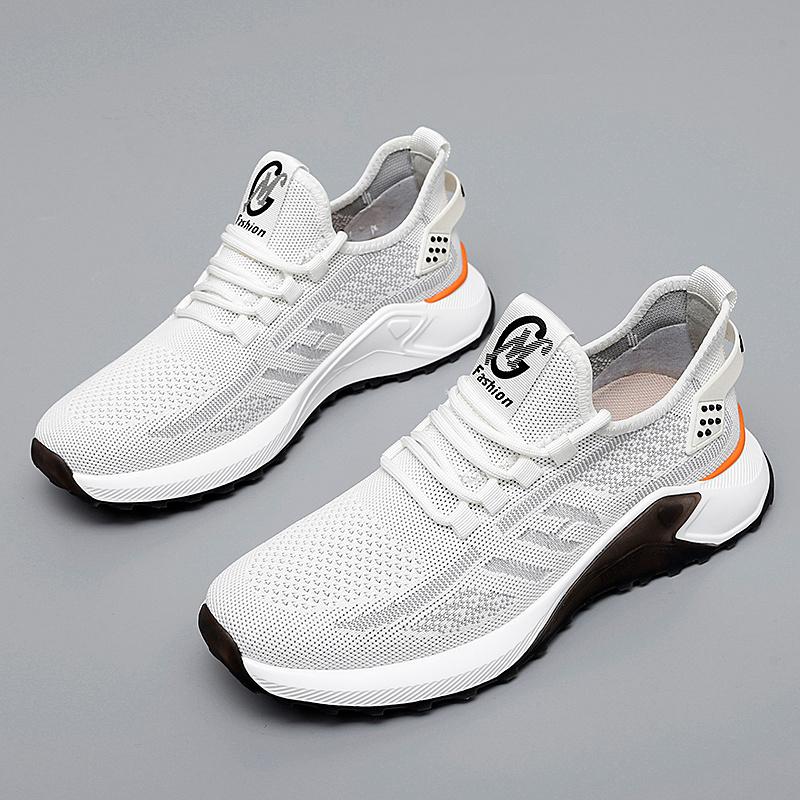 (New)Men'S Casual Running Shoes|   Comfortable Thick-Soled Shock-Absorbing Shoes with Faux Upper and Rubber Sole, Lace Closure, Pointed Toe, Suitable for All Seasons