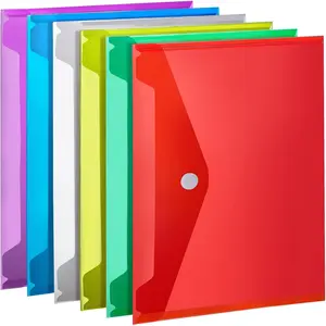 6 PCS Reusable Clear A4 Size Plastic File Folders Plastic Envelopes Document Holder File Bags for Documents
