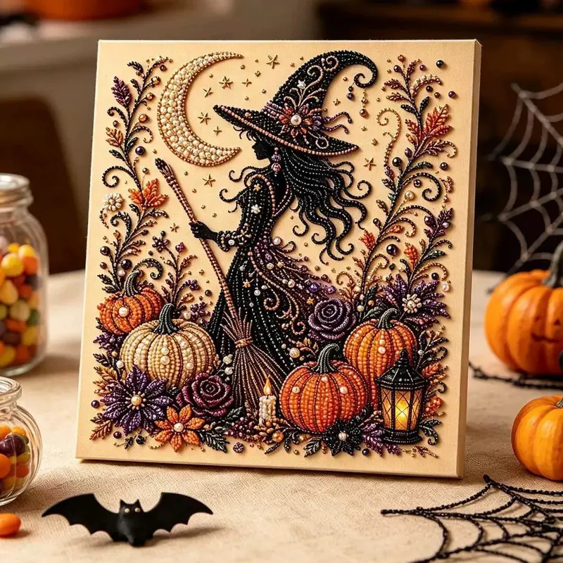 Ghost Pearl Art DIY Kit, Diamond Puzzle DIY Set, Creative Craft Material Pack, Elegant Wall Decoration, Halloween Home Decor, Festival Party Gift, Diy Handmade Crafts