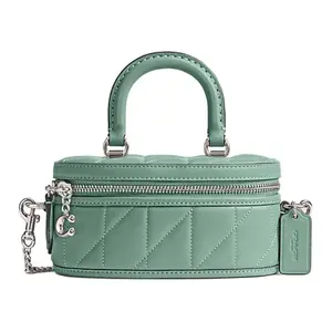 COACH Trail 12 Quilted Zip-Top Crossbody Bag for Women – Lambskin and Leather Blend in Sapphire Blue